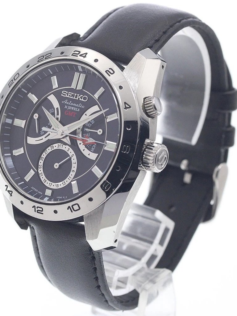 Seiko Mechanical Sarn0034s3600a0 Gmt Black Dial Automatic Mens Watch956498